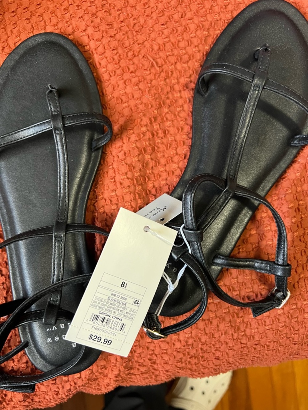 a new day Black Strappy Flat Sandals